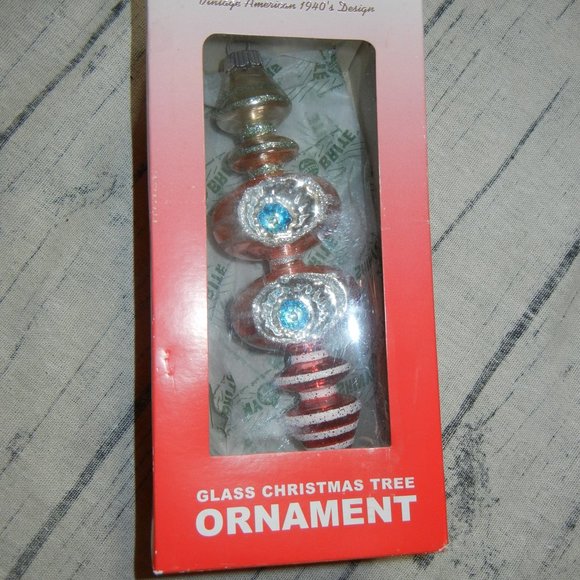 "Shiny Brite Radko Reflector Ball Xmas FINAIL Ornament Pink Blue WEST ELM NEW" - Picture 1 of 6